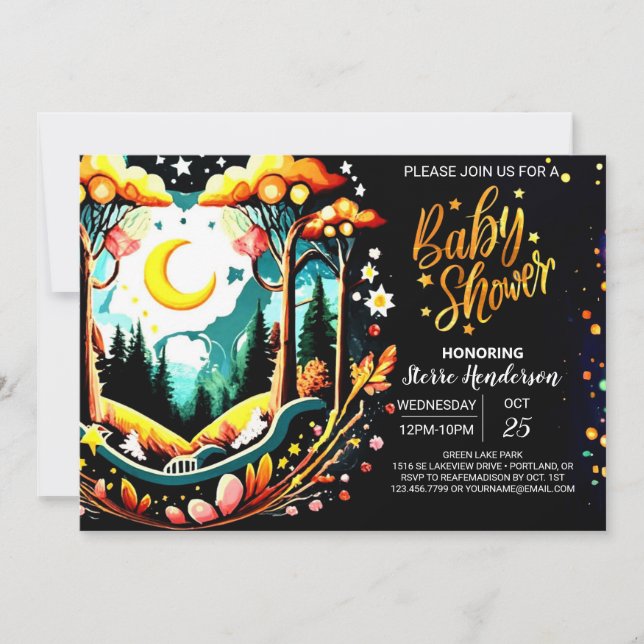 Digital Woodland Forest Baby Shower Invitation (Front)