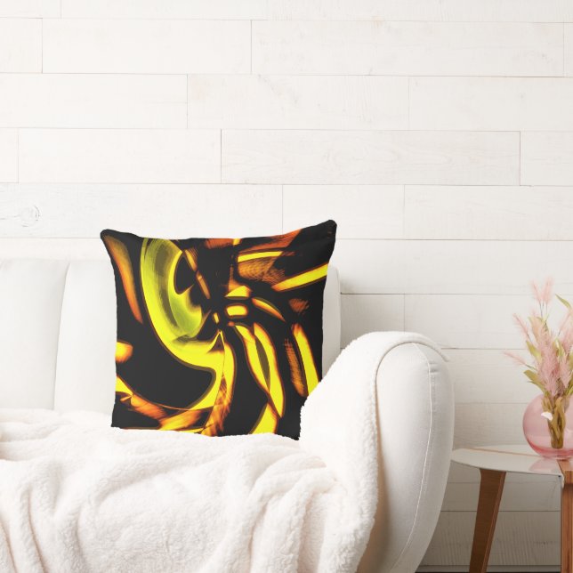 Digital woody with curved spots in yellow to brown cushion (Couch)