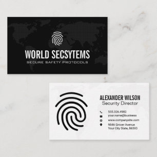 Digital World Map   Finger Print Logo Business Card