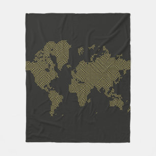 Digital World Map Fleece Blanket