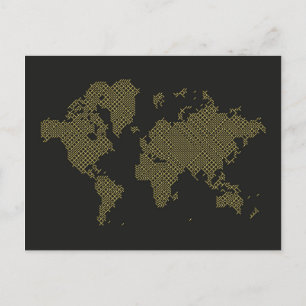Digital World Map Postcard
