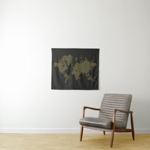 Digital World Map Tapestry