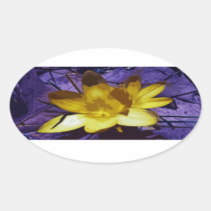 Digital Yellow Crocus Oval Sticker
