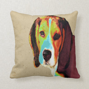 Digitally Coloured Beagle Cushion