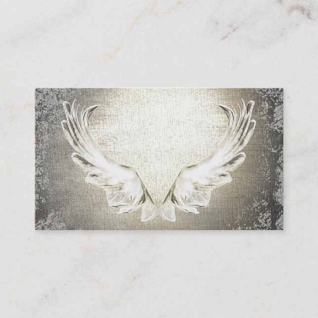 Digitally Drawn Angel Wings Business Cards (Front)