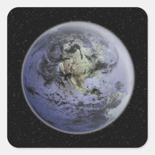 Digitally enhanced image of the Full Earth Square Sticker