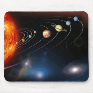 Digitally generated image of our solar system mouse mat