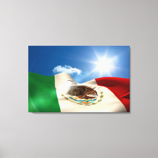 Digitally Generated Mexico Flag Rippling Canvas Print