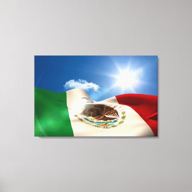 Digitally Generated Mexico Flag Rippling Canvas Print (Front)