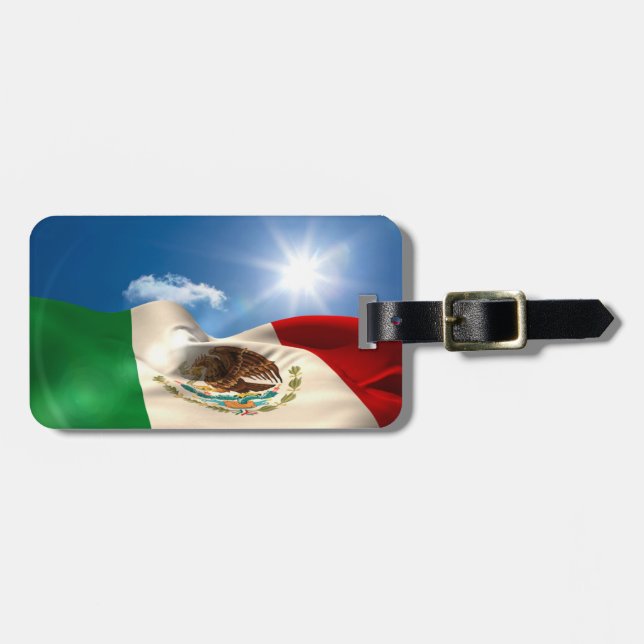 Digitally Generated Mexico Flag Rippling Luggage Tag (Front Horizontal)