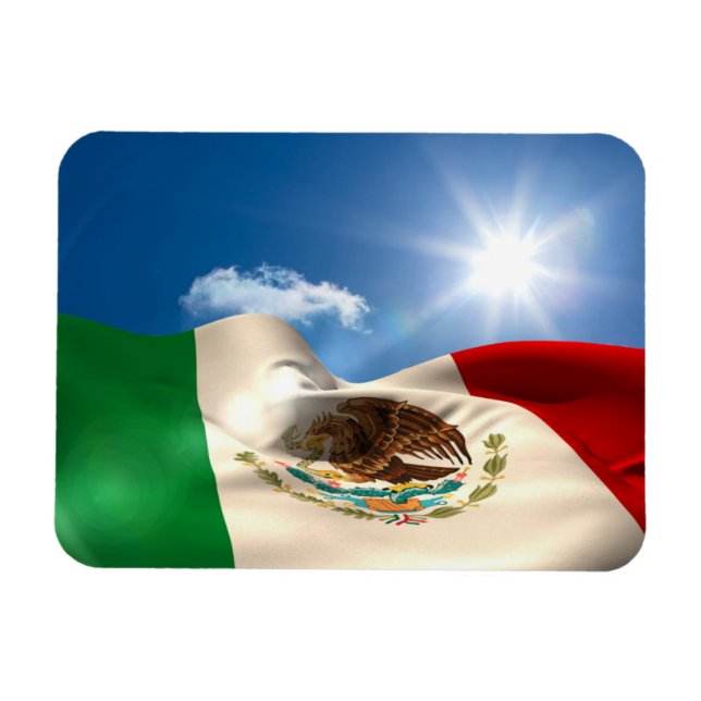 Digitally Generated Mexico Flag Rippling Magnet (Horizontal)