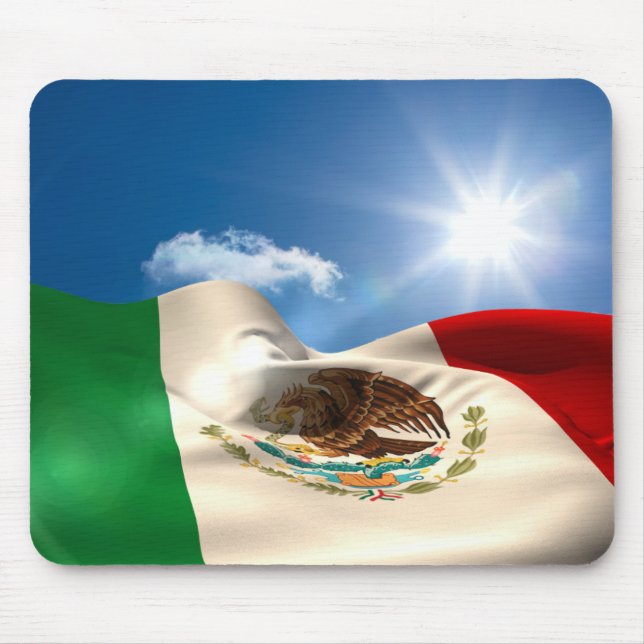 Digitally Generated Mexico Flag Rippling Mouse Mat (Front)