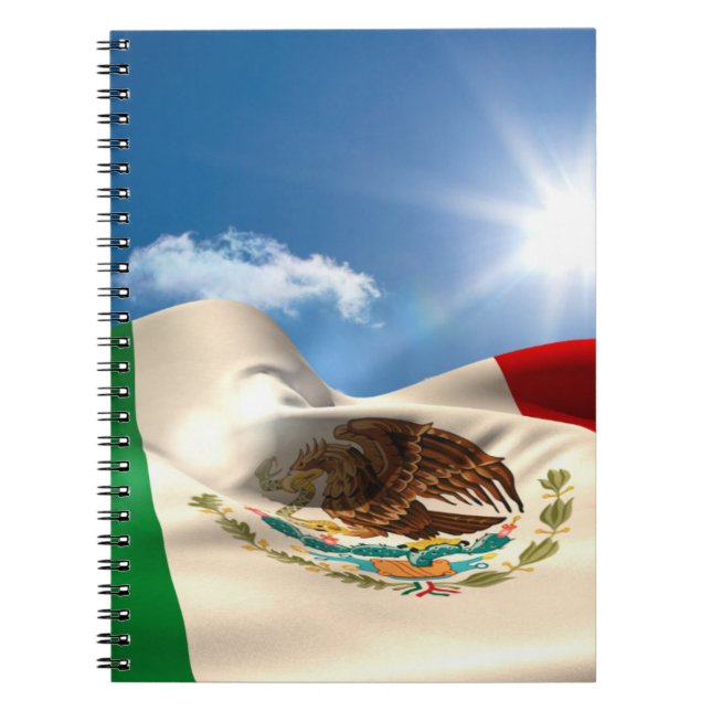 Digitally Generated Mexico Flag Rippling Notebook (Front)