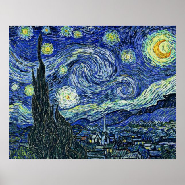 Digitally Modified Starry Night Van Gogh blurred Poster (Front)
