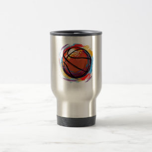 Digitally painted Basketball Design Travel Mug