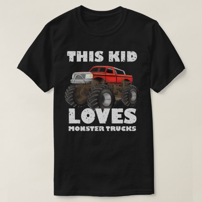 Digitally Painted This Kid Loves Monster Trucks Di T-Shirt (Design Front)