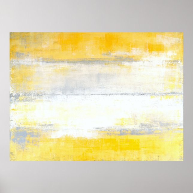 'Digits' Grey and Yellow Abstract Art Poster Print (Front)
