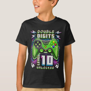 Digits Level 10 Unlocked Video Game 10th Birthday T-Shirt