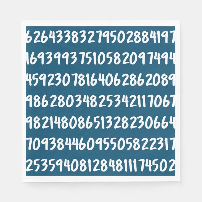 Digits of Pi 3.14 Math Numbers Design in Blue Napkin (Front)