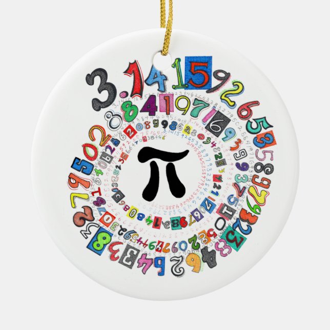 Digits of Pi Form a Colourful Spiral Ceramic Tree Decoration (Front)