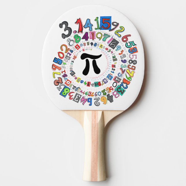 Digits of Pi Form a Colourful Spiral Ping Pong Paddle (Front)