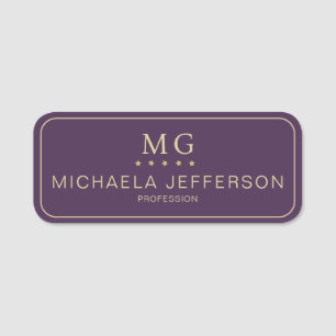 Dignified Acai Violet Purple Star Business Name Tag
