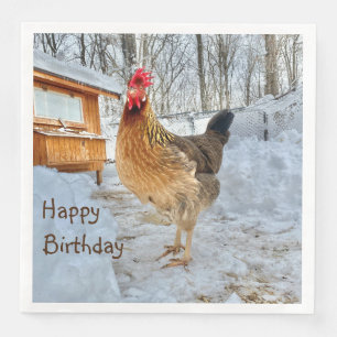 Dignified Chicken Happy Birthday Napkin