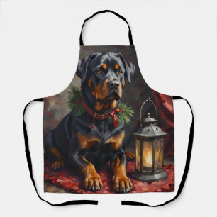Dignified Rottweiler Dog Christmas Lantern Apron