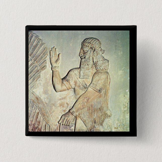 Dignitary, relief, Assyrian 15 Cm Square Badge (Front)