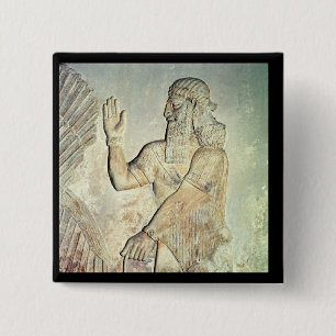 Dignitary, relief, Assyrian 15 Cm Square Badge