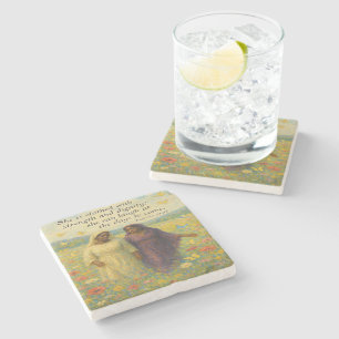 Dignity and Strength Christian Art Stone Coaster