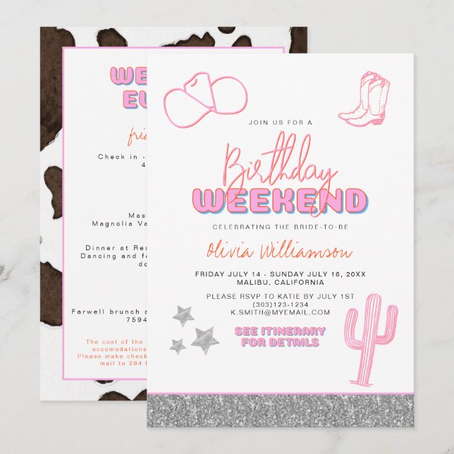 DIINA Space Cowgirl Desert Birthday Weekend Invitation (Front/Back)