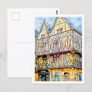 Dijon France Famous Travel Place Watercolor Postcard