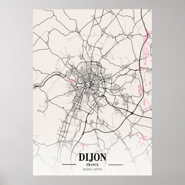 Dijon - France Neapolitan City Map Poster (Front)
