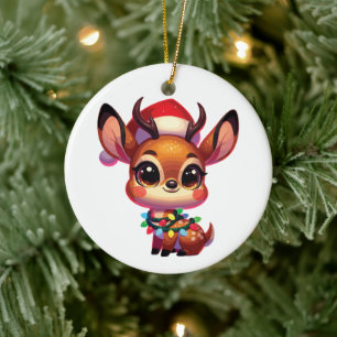 Dik-Dik Merry Christmas Winter Animals Cute DikDik Ceramic Tree Decoration