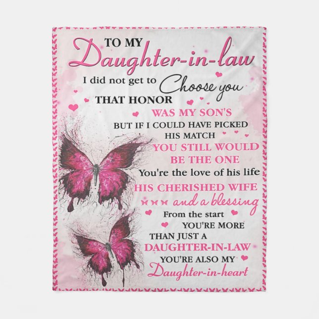 DIL Butterfly You're Also My Daughter-In-Heart  Fleece Blanket (Front)