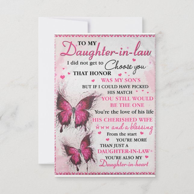 DIL Butterfly You're Also My Daughter-In-Heart  Thank You Card (Front)