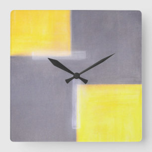 'Dilapidated' Grey and Yellow Abstract Art Clock