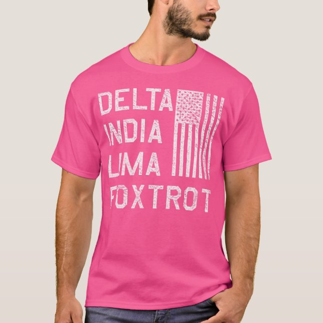 Dilf Delta India Lima Foxtrot Us Flag American Pat T-Shirt (Front)