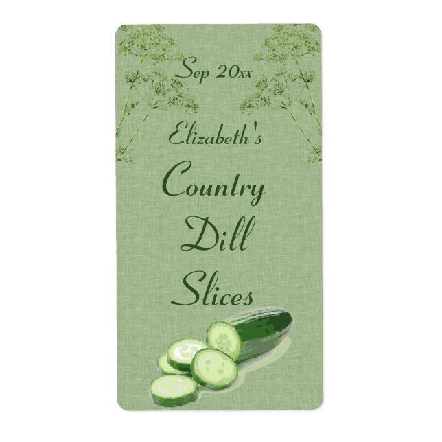 Dill and Sliced Cucumber on Pale Green Canvas (Front)