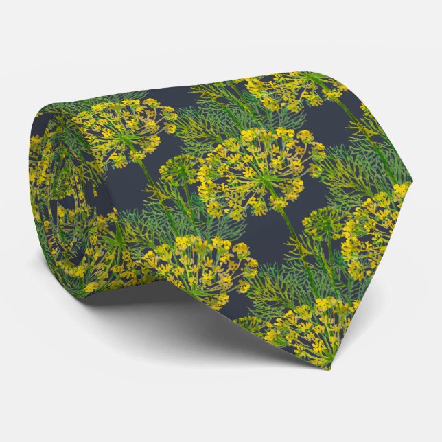 Dill Flower Watercolor Tie – Botanical Herb Illust (Rolled)