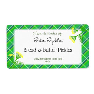Dill Flowers Retro Green Plaid Editable Food