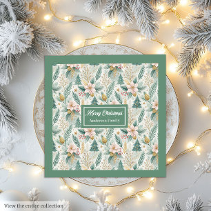 Dill Green and Gold Lux Napkins Monogram Holiday