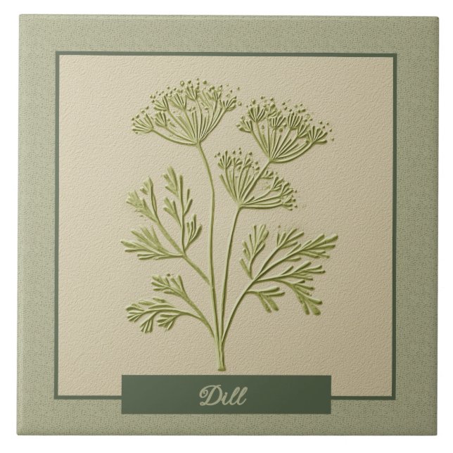 Dill Herb Kitchen Garden Faux Relief Tile (Front)
