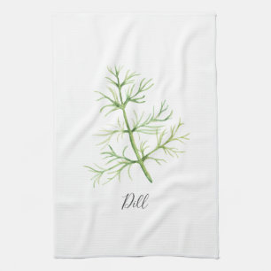 Dill Herb Watercolor Illustration   Tea Towel