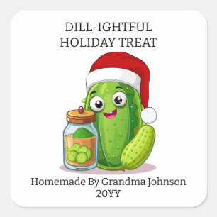 Dill‑ightful Holiday Pickling Jar Square Sticker