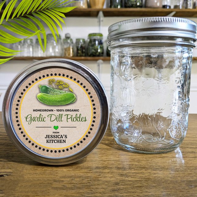 Dill Pickle Canning Jar Kraft Paper Style Label (Creator Uploaded)