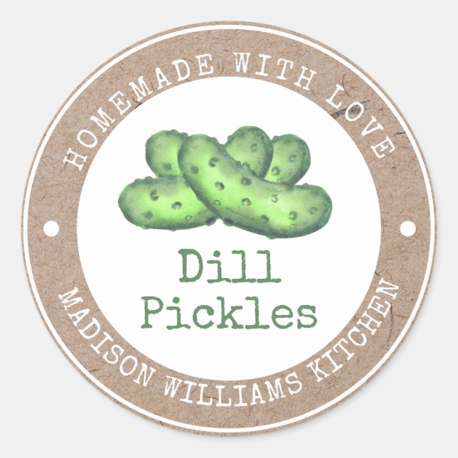 Dill Pickle Canning Label | Homemade with Love  (Front)