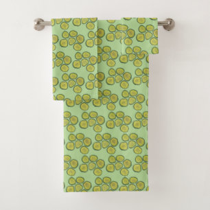 Dill Pickle Chips Crunchy Green Kosher Pickle Food Bath Towel Set