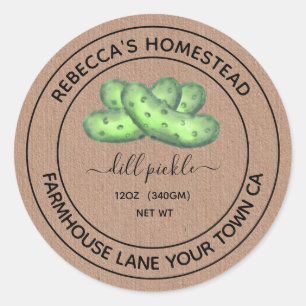 Dill Pickle Kraft Paper Canning Jar Labels 